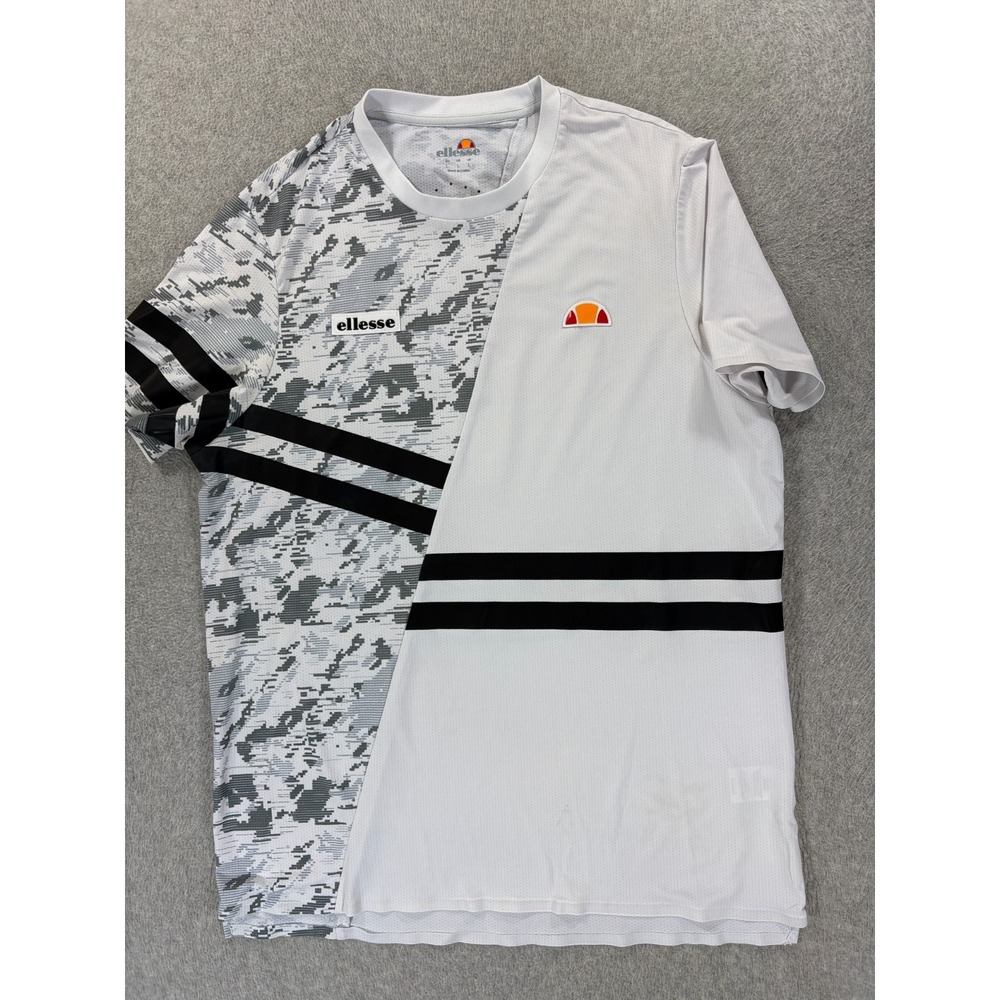 Ellesse Performance Stitched Logo  Short Sleeve Crew Shirt (Men's Large) White